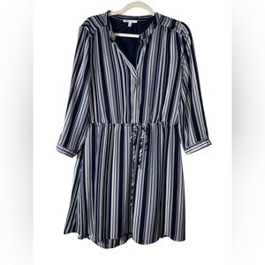 DR2 Blue and White Long Sleeve Shirt Dress